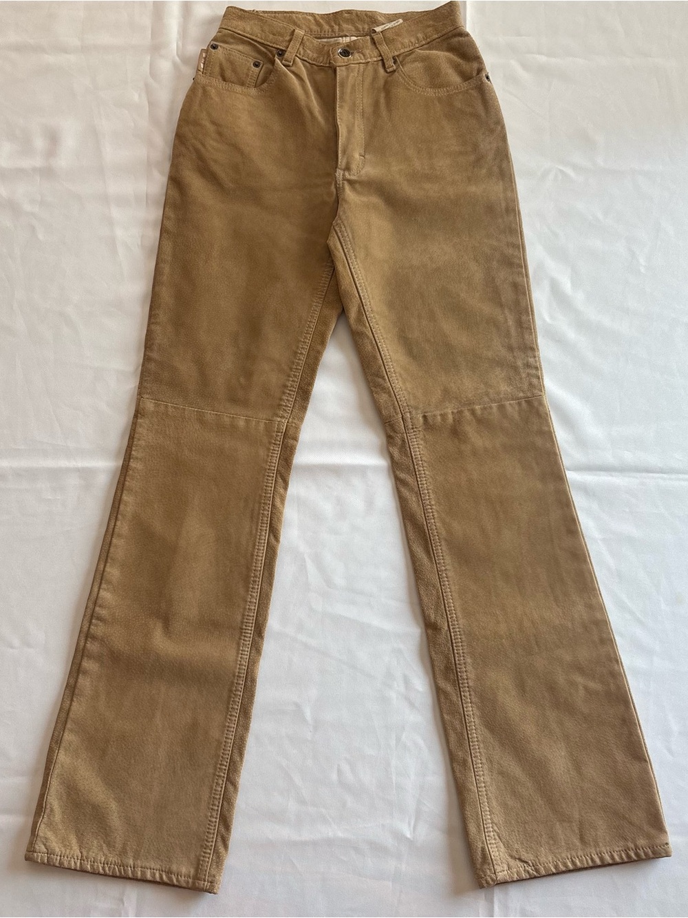 Vintage Y2K W2W Skotts Tan Suede Leather Bootcut Pants Made in Canada
